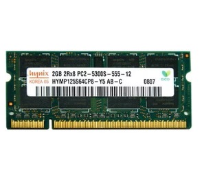 رم لپ تاپ هاینیکس مدل DDR2 2GB 2Rx8 PC2-5300S-555-12  HYMP125S64CP8-Y5 AB ظرفیت 2 گیگابایت استوک