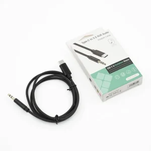 کابل AUX Type-C مدل GL090-1 روکش کنفی - کابل تبدیل Type-C به AUX مدل GL090-1 اصلی